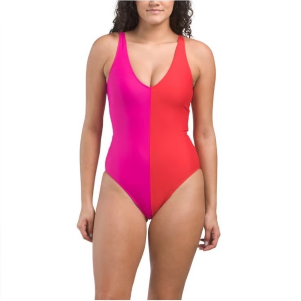 SUMMERSALT Lava the Split Backflip One Piece‎ Swimsuit Red Pink Size 22